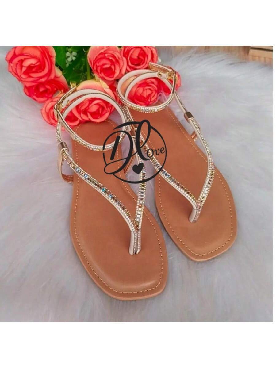 Sandalia Rasteirinha Stras Cor MARAVILHOSA 011    Elegante Festa Sexy Festa  Férias Bohemian Fofo Brilhante Amarrar