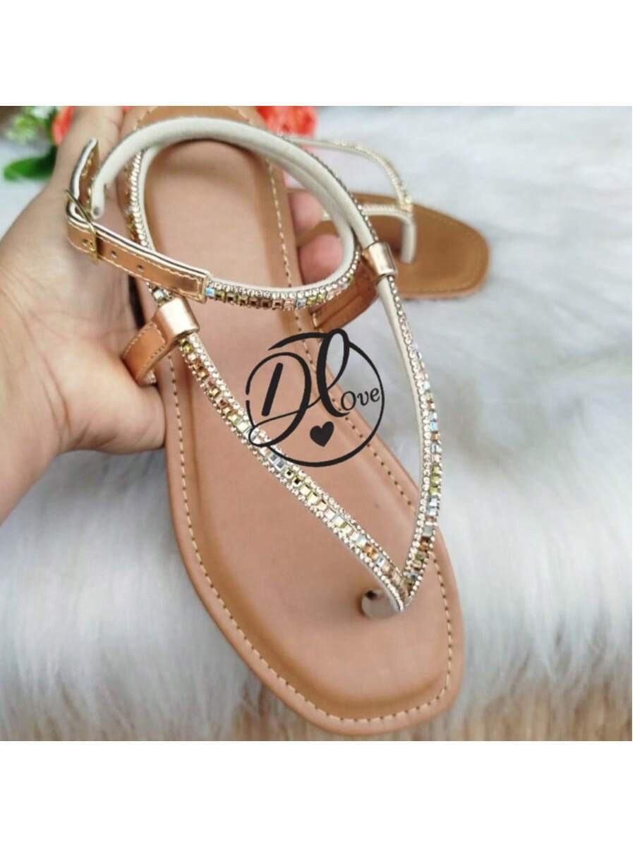 Sandalia Rasteirinha Stras Cor MARAVILHOSA 011    Elegante Festa Sexy Festa  Férias Bohemian Fofo Brilhante Amarrar