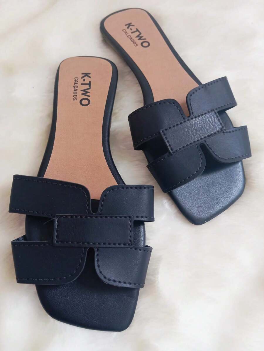 Rasteirinha Sandália Rasteira Flat H, Solado antiderrapante, confortável - K-two Calçados, Sandalia Feminina metalizada