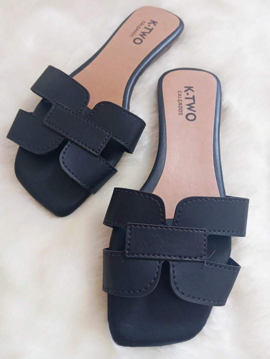 Rasteirinha Sandália Rasteira Flat H, Solado antiderrapante, confortável - K-two Calçados, Sandalia Feminina metalizada