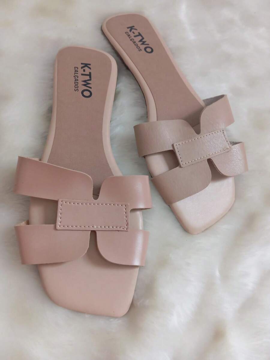 Rasteirinha Sandália Rasteira Flat H, Solado antiderrapante, confortável - K-two Calçados, Sandalia Feminina metalizada