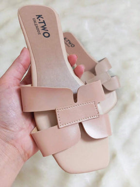 Rasteirinha Sandália Rasteira Flat H, Solado antiderrapante, confortável - K-two Calçados, Sandalia Feminina metalizada