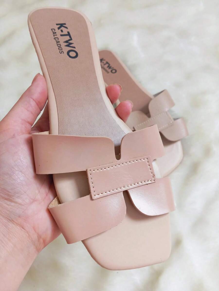 Rasteirinha Sandália Rasteira Flat H, Solado antiderrapante, confortável - K-two Calçados, Sandalia Feminina metalizada