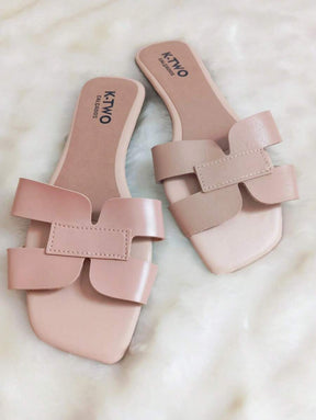 Rasteirinha Sandália Rasteira Flat H, Solado antiderrapante, confortável - K-two Calçados, Sandalia Feminina metalizada