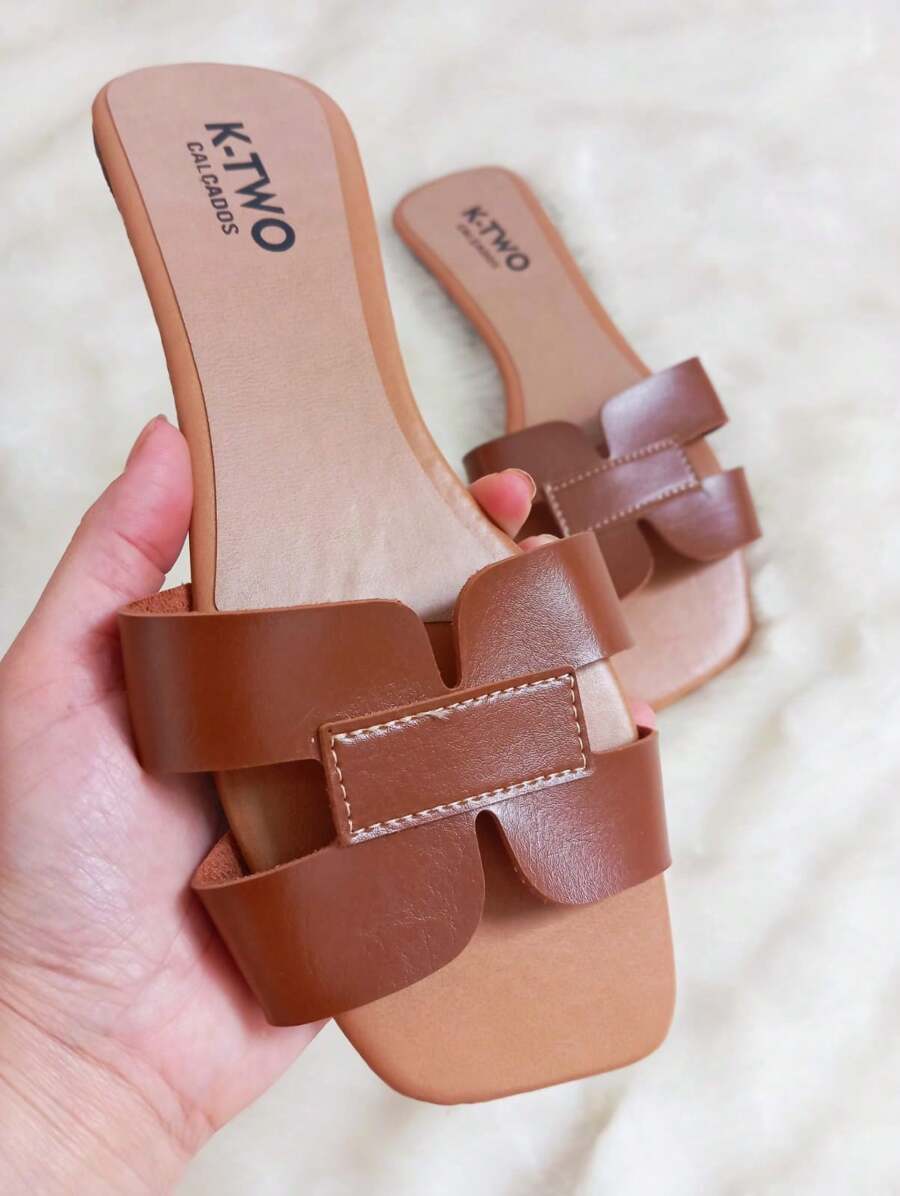 Rasteirinha Sandália Rasteira Flat H, Solado antiderrapante, confortável - K-two Calçados, Sandalia Feminina metalizada