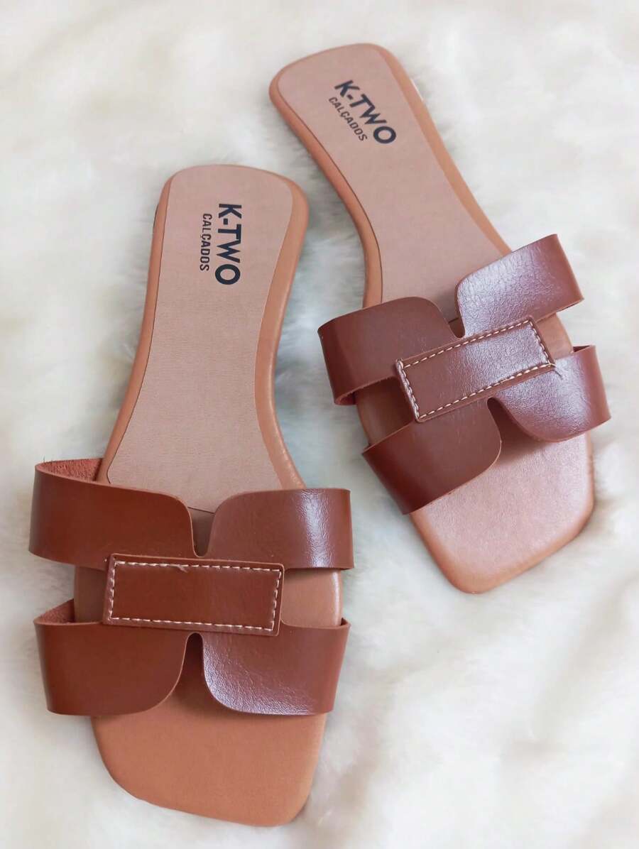 Rasteirinha Sandália Rasteira Flat H, Solado antiderrapante, confortável - K-two Calçados, Sandalia Feminina metalizada