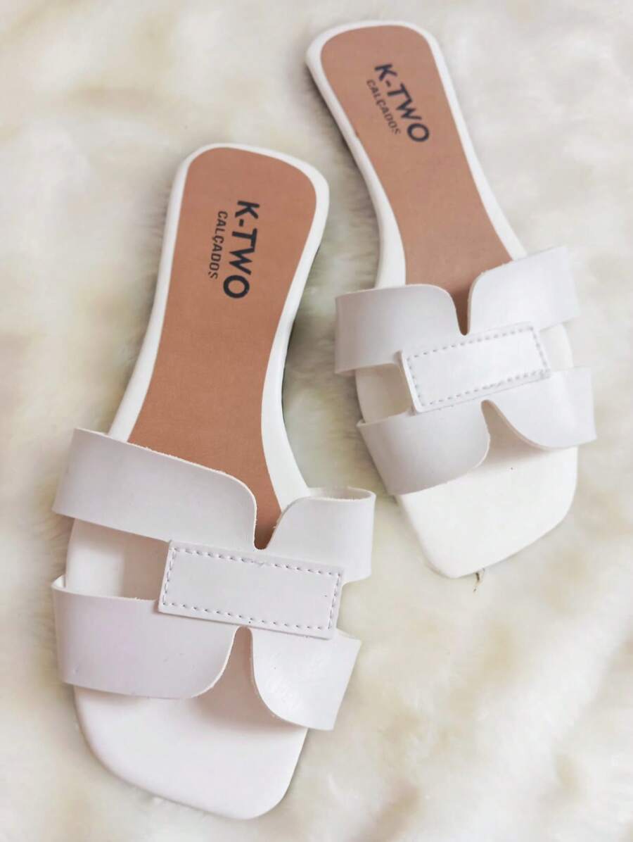 Rasteirinha Sandália Rasteira Flat H, Solado antiderrapante, confortável - K-two Calçados, Sandalia Feminina metalizada