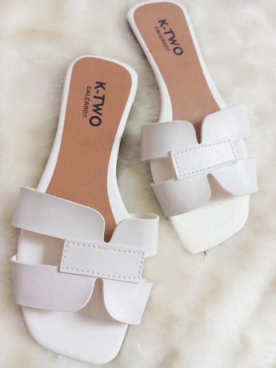 Rasteirinha Sandália Rasteira Flat H, Solado antiderrapante, confortável - K-two Calçados, Sandalia Feminina metalizada