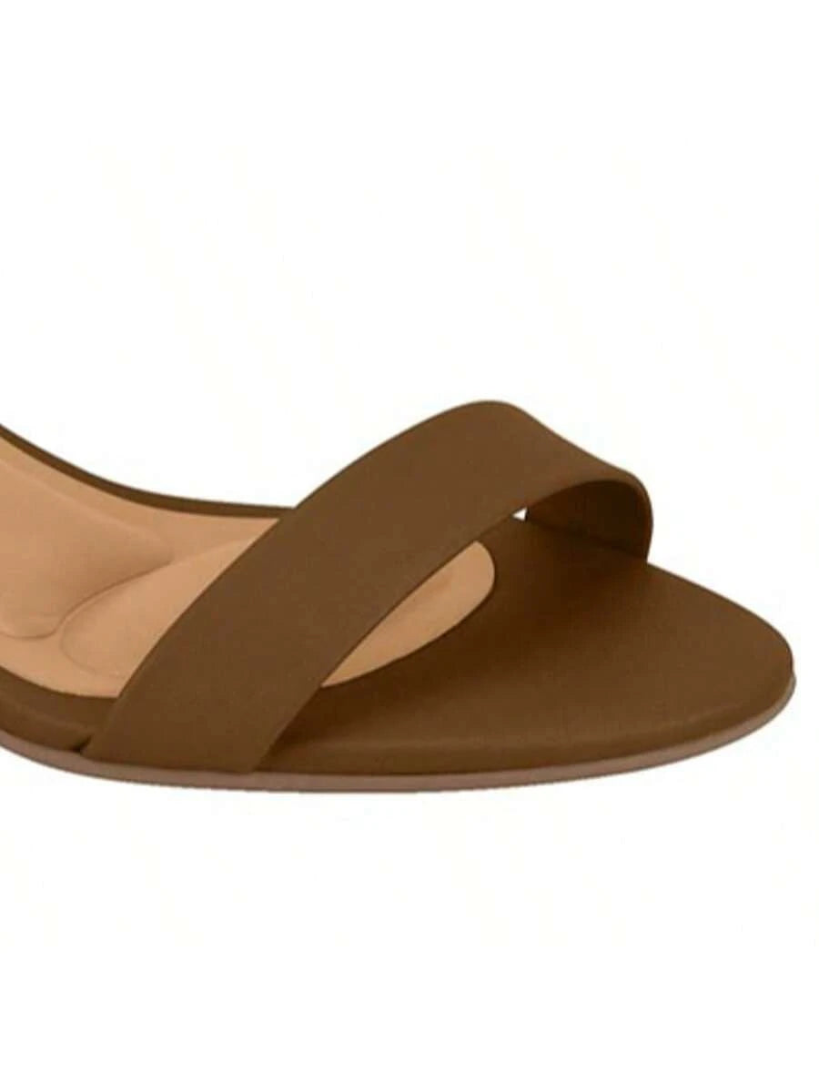 Luna Sandália Branco Slingback Salto Quadrado Baixo