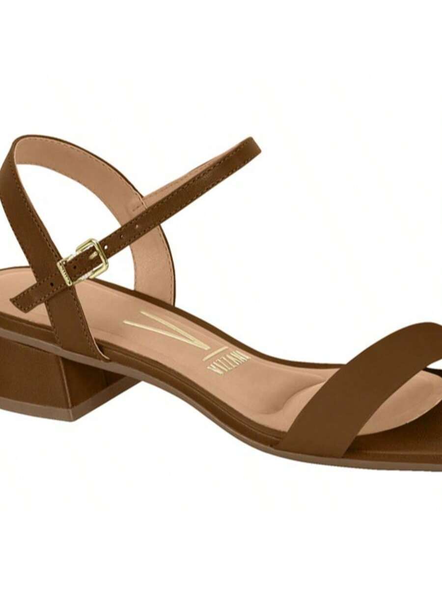 Maya Sandália Café Salto Grosso Confortável