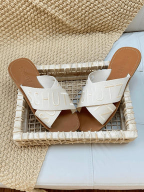 Sandália Feminina Rasteira Flat X Bordado Estilosa Elegante Moda Blogueira Verão Macia Rasteirinha Confortável