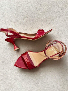 Eva Sandália Preto Salto Taça Bico Folha