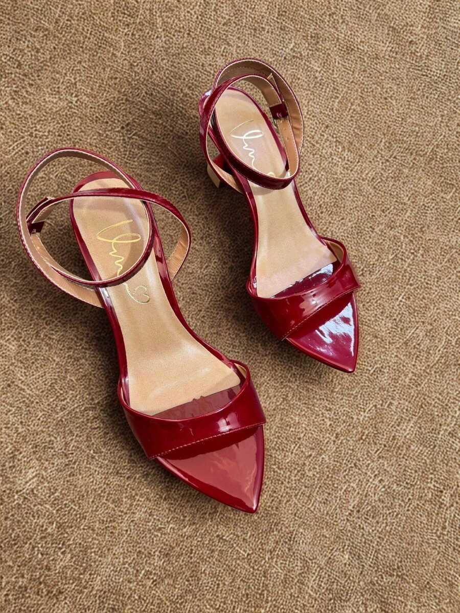 Eva Sandália Preto Salto Taça Bico Folha