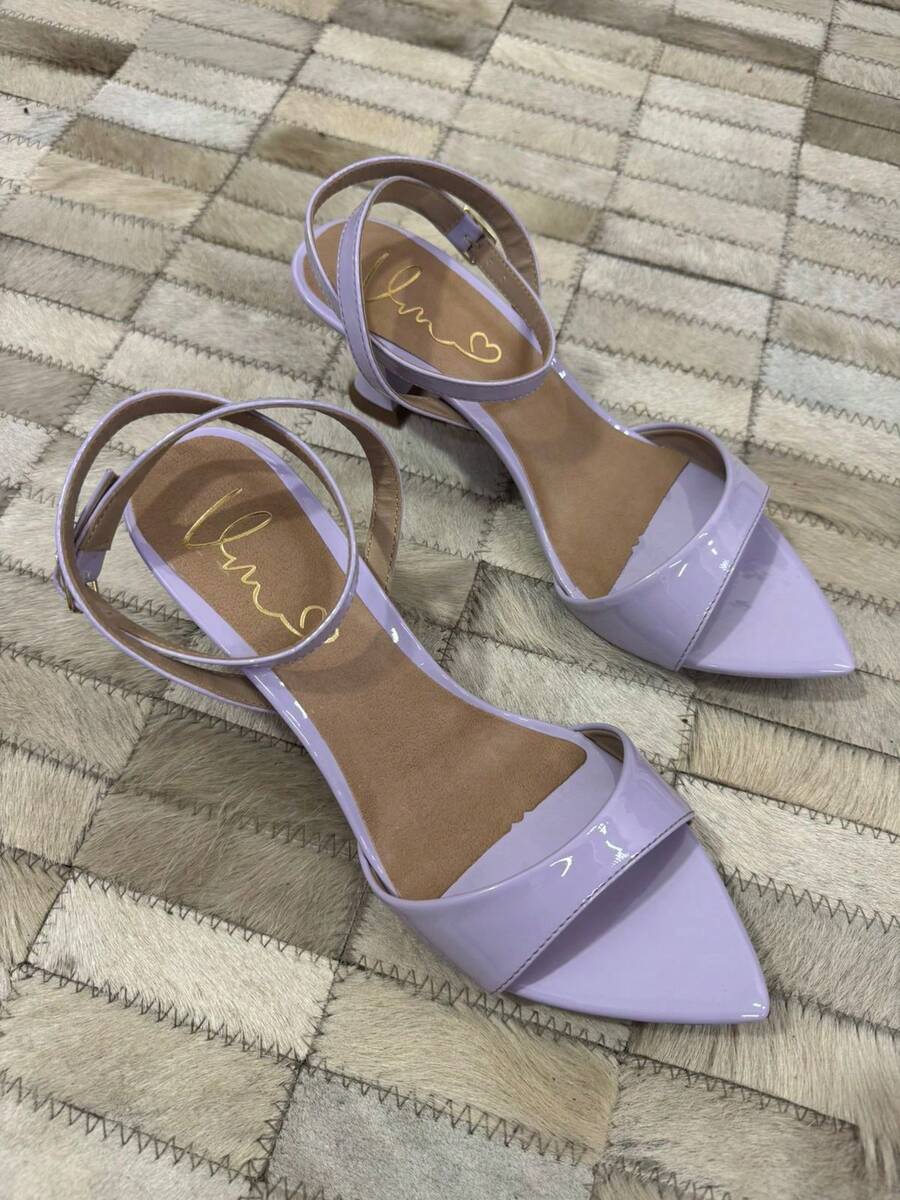 Eva Sandália Preto Salto Taça Bico Folha