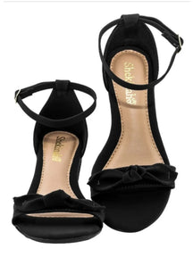 Sandália Shekinah Preto Laço Salto Grosso Médio