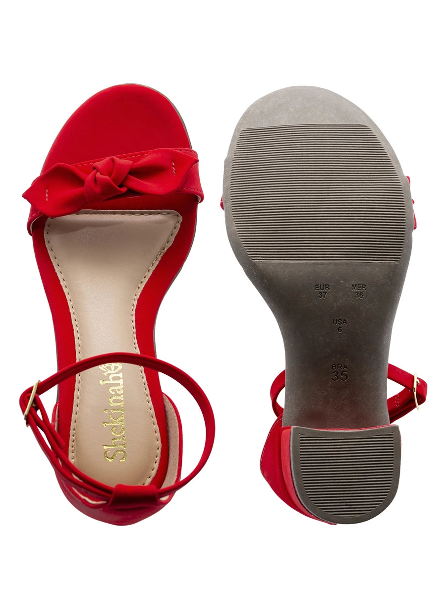 Sandália Shekinah Preto Laço Salto Grosso Médio