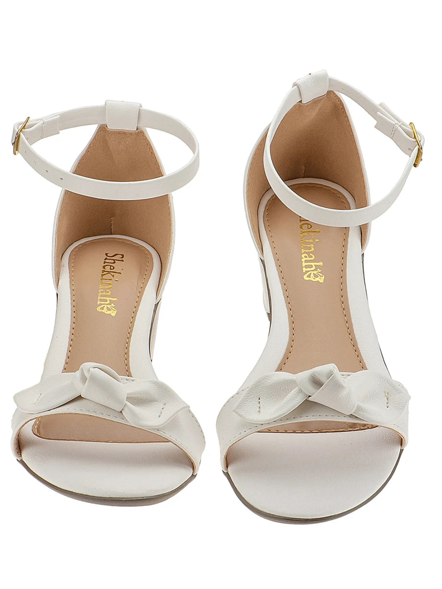 Sandália Shekinah Preto Laço Salto Grosso Médio