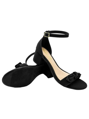 Sandália Shekinah Preto Laço Salto Grosso Médio